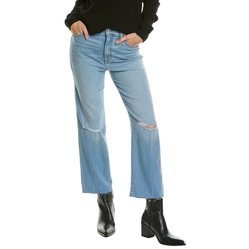 NEW Hudson Jeans Noa Suri High-Rise Straight Crop Jean Distressed Raw Hem 32